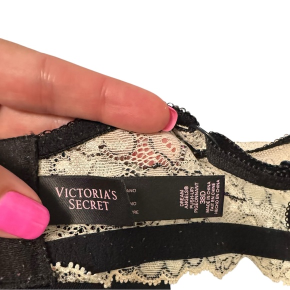 Victoria Secret Dream Angel Push Up Underwire Elegant Lace Trim Cream Bra 38D - Picture 6 of 8